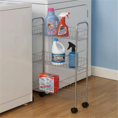 HOME ESSENTIALS Home Essentials 7011 3-Tier Storage Cart-Satin Silver 7011